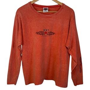 Harley Davidson 100th Anniversary Long Sleeve Tee USA Made Vintage Fade Size L